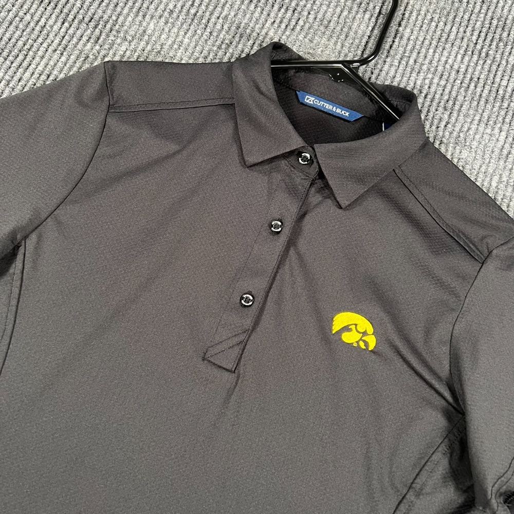 Iowa Hawkeyes Polo Shirt Womens Small Black Short Sleeve Cutter & Buck NCAA